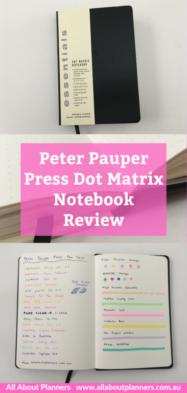 peter pauper press dot matrix notebook review pen test pros and cons hardcover cream pages grey dot grid no numbers cheap affordable bullet journal bujo