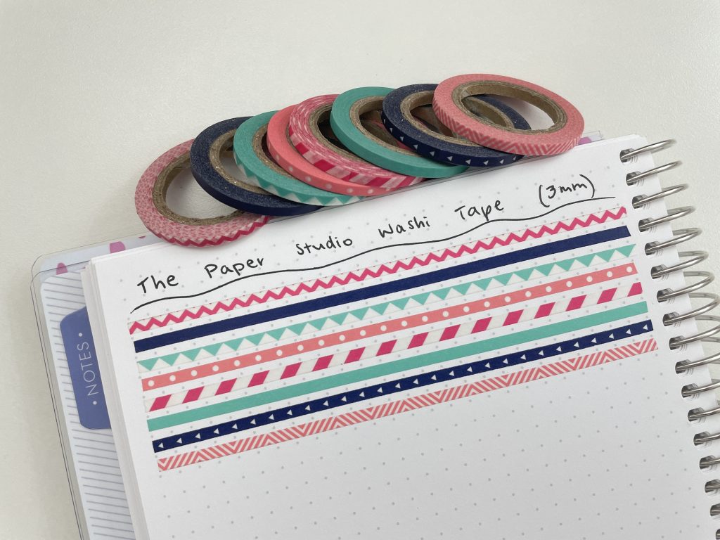 the paper studio thin washi tape 3mm hot pink navy teal color combination washi swatches