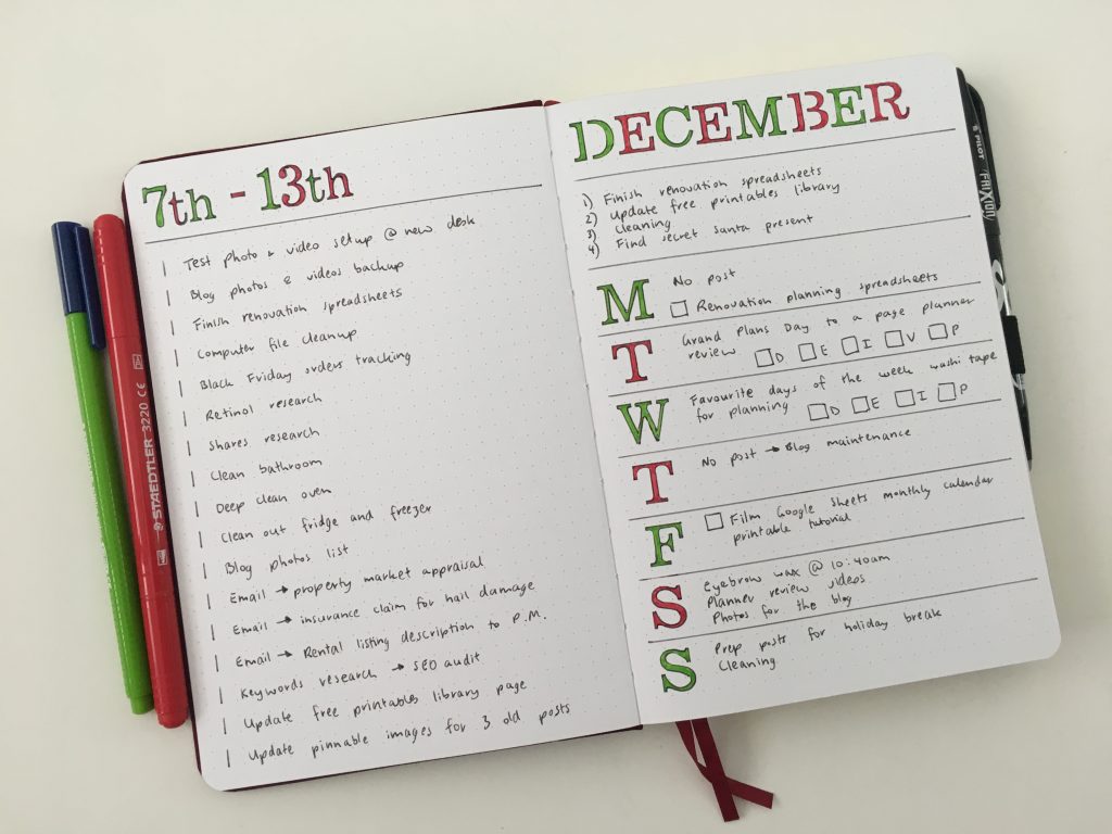 archer and olive minimalist bullet journal weekly spread pa stencils roman alpha christmas weekly spread bujo quick easy bright white paper dashboard layout horizontal weekdays