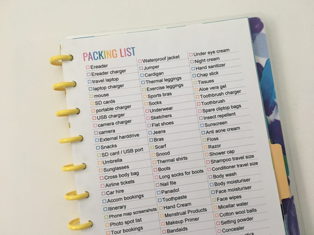 packing list printable editable pdf resized for the happy planner classic page size useful printables to add to your planner or bullet journal all about planners