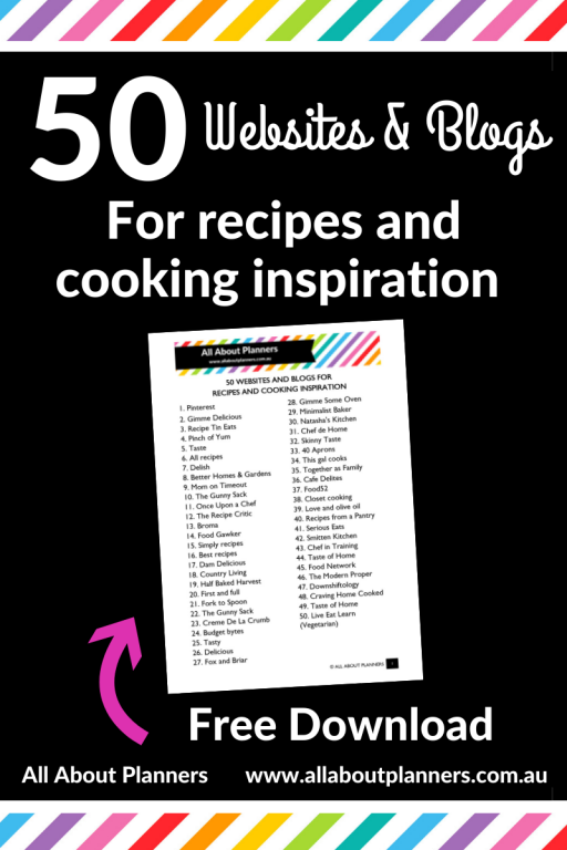 50 websites and blogs for recipes and cooking inspiration meal planning tips resources printable time management all about planners
