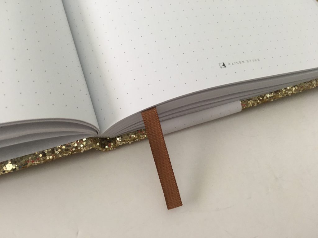 Kaisercraft glitter cover dot grid notebook bright white paper 5mm spacing australian bujo notebook pros and cons video review_04