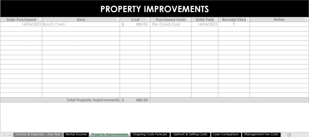 landlord spreadsheets for rental property investment repairs and maintenance tracker simple easy to use tax resource download excel spreadsheet