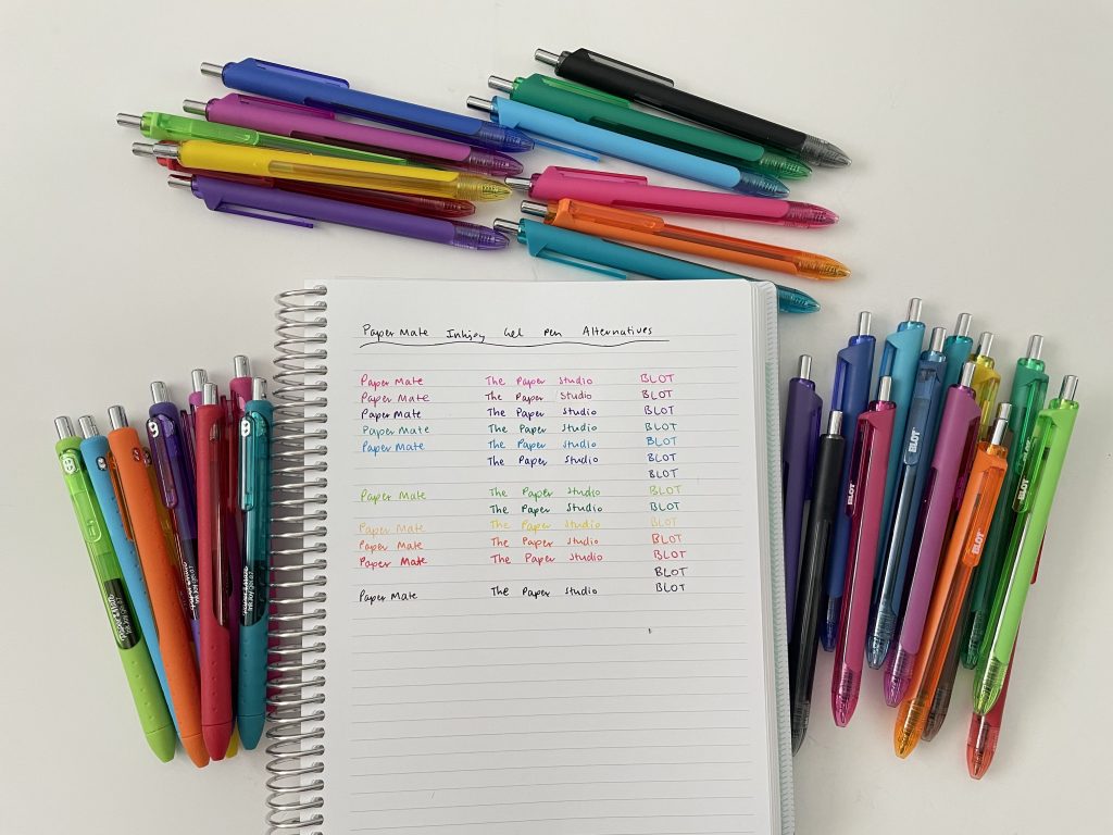 paper mate inkjoy gel pens review comparison with blot and paper studio ghosting pen testing plum paper all about planners