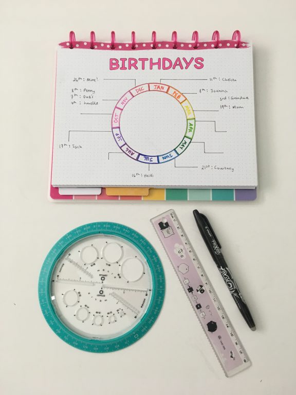 how to use a helix circle maker for bullet journaling step by step tutorial how to draw a perfect circle birthday anniversaries log bujo