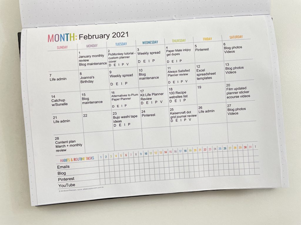 printable monthly calendar how to resize any printable for your bullet journal rainbow editable fillable pdf type your text before printing save time blog social media calendar