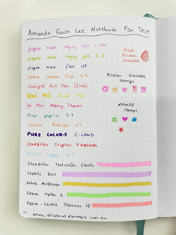 amanda rach lee dotted notebook pen test pros and cons bullet journal 5mm highlighters pens stamps