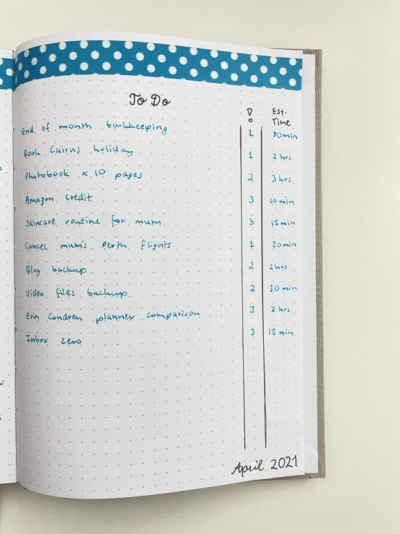 bullet journal to do list priority estimated time how to effectively manage your to do list bujo tips spreads