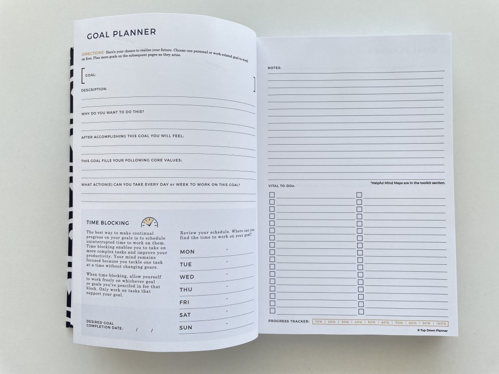 top down goal planner review pros and cons bookbound vertical hourly weekly spread student teacher