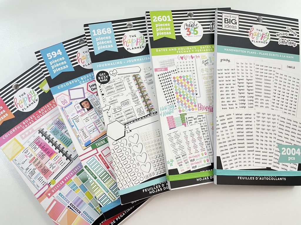 happy planner sticker books functional handwritten labels colorful boxes date dots bullet journaling box labels-min