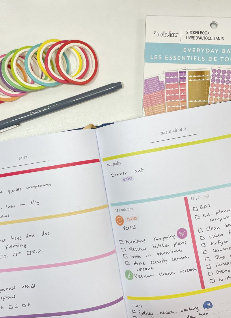 kaisercraft weekly planner rainbow skinny washi tape recollections everyday icons sticker book grey marvy japan le pen