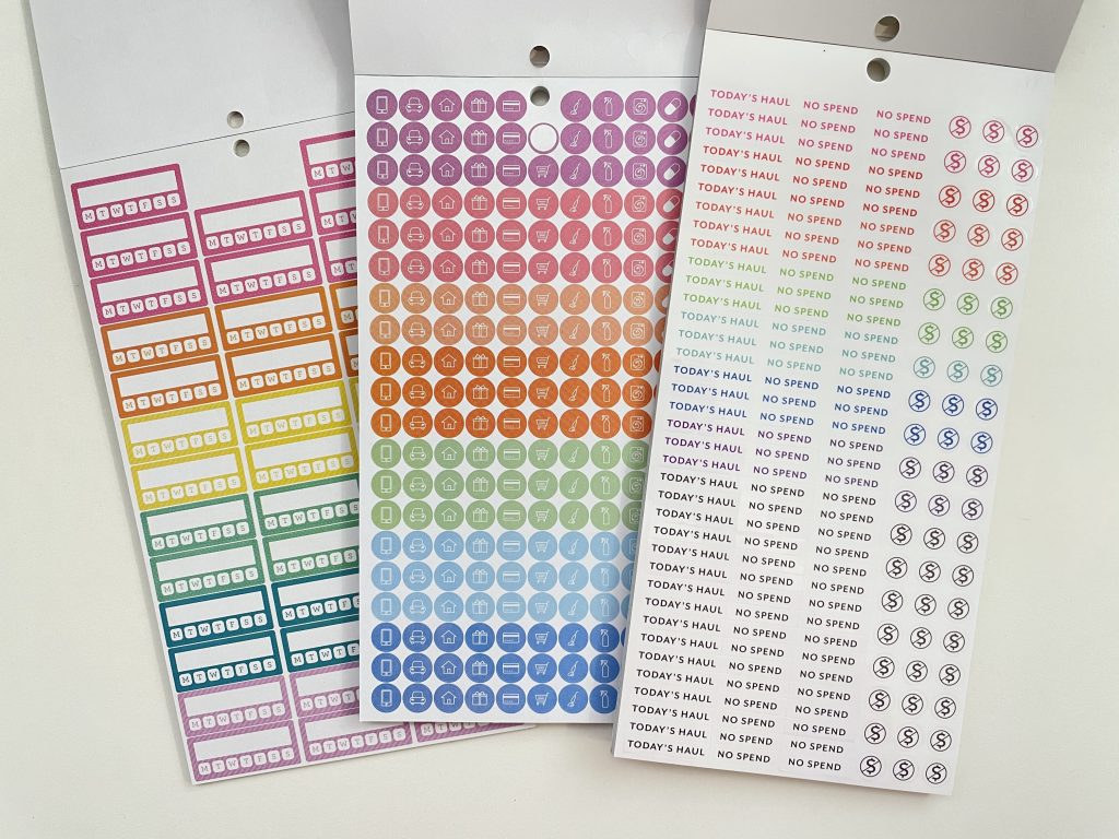 recollections planner stickers colorful rainbow icons habit trackers appointments text labels home cleaning budget-min