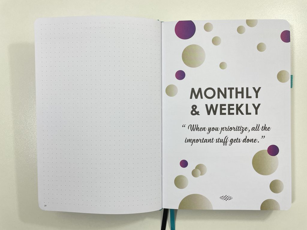 wordsworth planner review monthly and weekly bright white paper monday week start lined unlined dot grid hybrid planner bullet journal