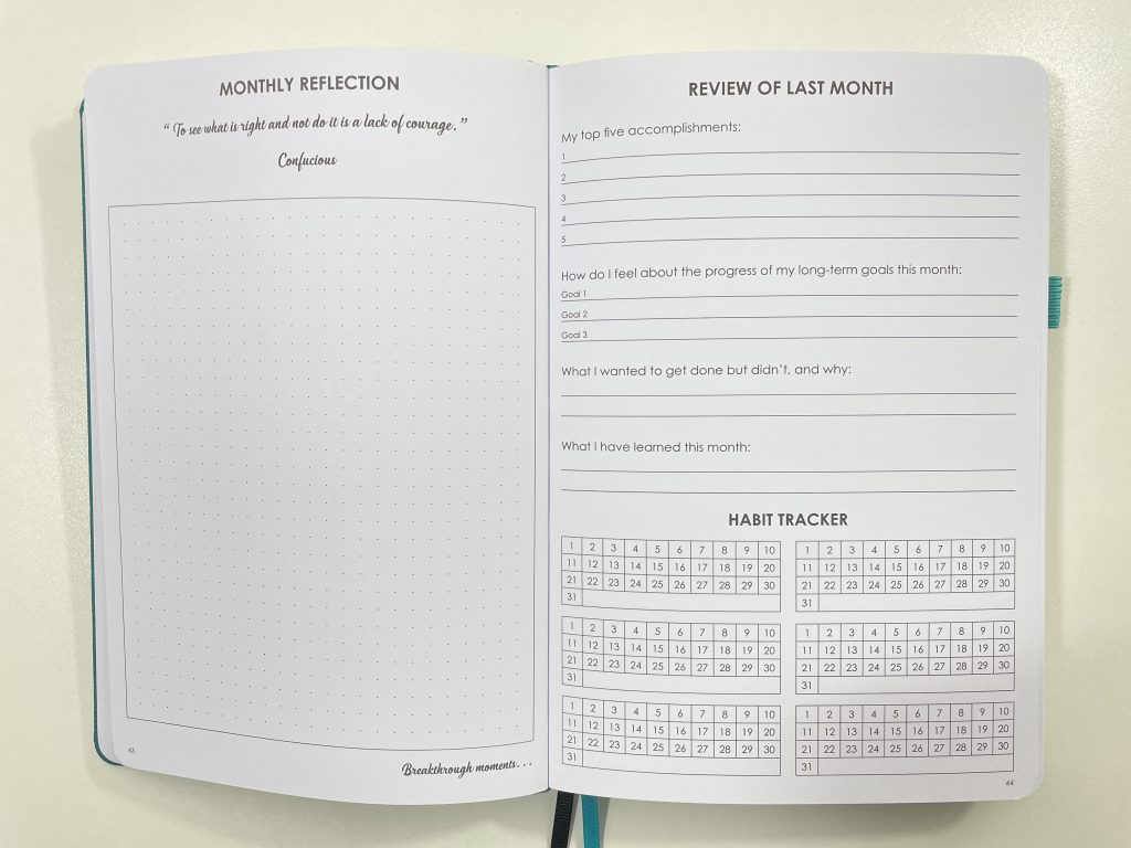 wordsworth planner review monthly calendar habit tracker weekly spread monday start lined unlined dot grid minimalist pen test