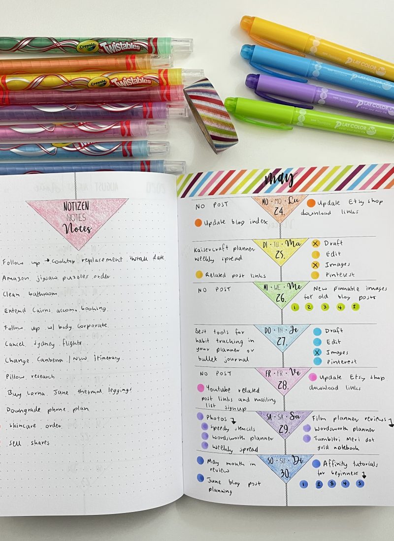Rainbow weekly spread in the TEDi Online Creative Diary