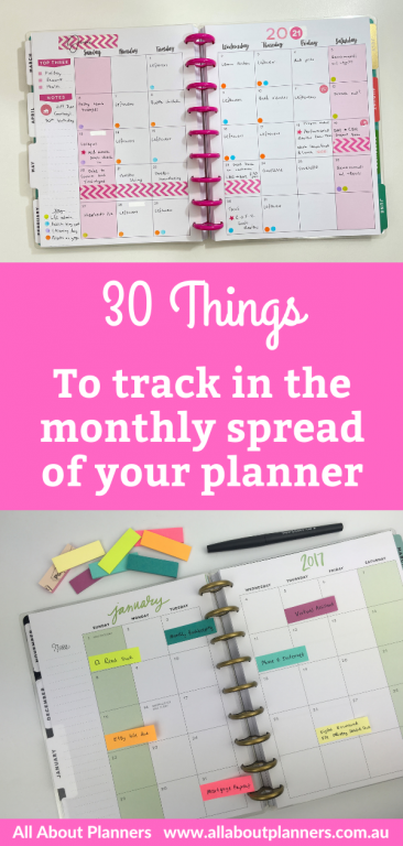 30 things to track in the monthly spread of your planner tips inspiration ideas useful functional how to use your planner all about planners