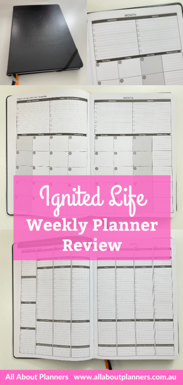 ignited life goal planner review 2 page vertical weekly spread monthly calendar monday week start lined