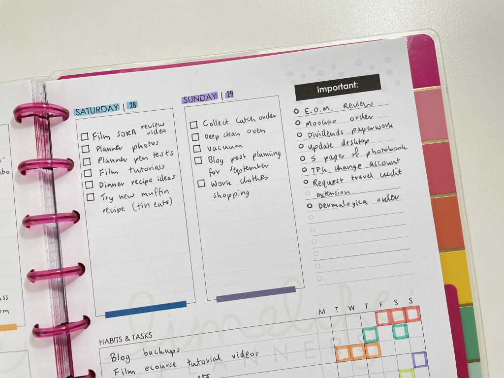 limelife planners weekly spread habit tracker how to resize printables for the happy planner tutorial monday week start rainbow highlighters