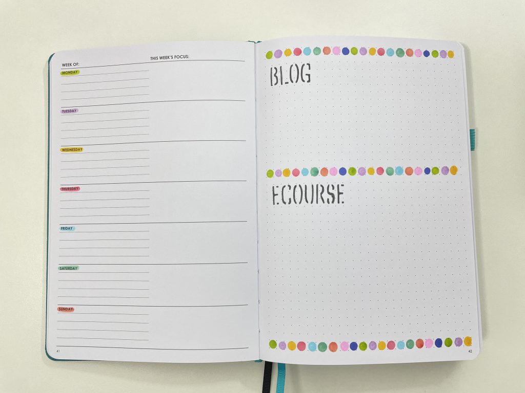 wordsworth weekly spread rainbow dot markers simple minimalist dashboard layout all about planners 52 planners in 52 weeks