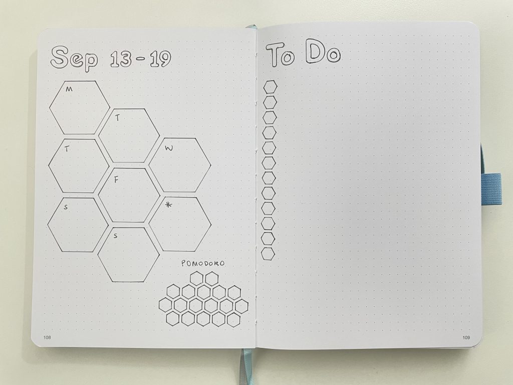 bee themed bullet journal weekly spread before the pen after the pen simple quick easy minimalist stencil bujo supplies