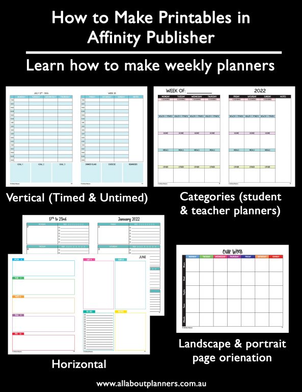 how to make a weekly planner in affinity publisher video tutorial tips all about planners ecourse step by step