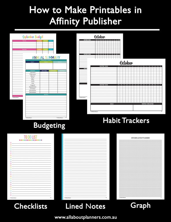 how to make printables in affinity publisher tutorials budgeting checklists habit tracker alternative to adobe indesign