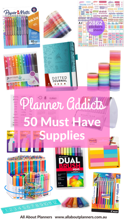 planner addicts 50 must have supplies best of amazon stickers sticky notes bullet journal gel pens frixion stamps storage highlighters