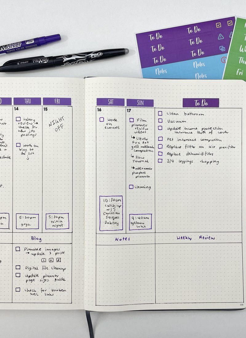 roterunner inspired weekly spread minimalist simple quick easy vertical without hourly productivity layout checklists project planning paperchase agenzio lay flat-min