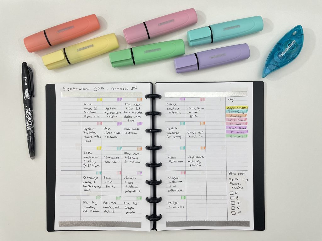 simple weekly spread color coded highlighters tul planner unique weekly spread ideas inspiration tips planning hacks j burrows highlighters-min