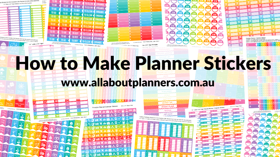 how to make planner stickers ecourse title flag banner full box icons bill due budget round hexagon labels rainbow minimalist text only foil silhouette-min