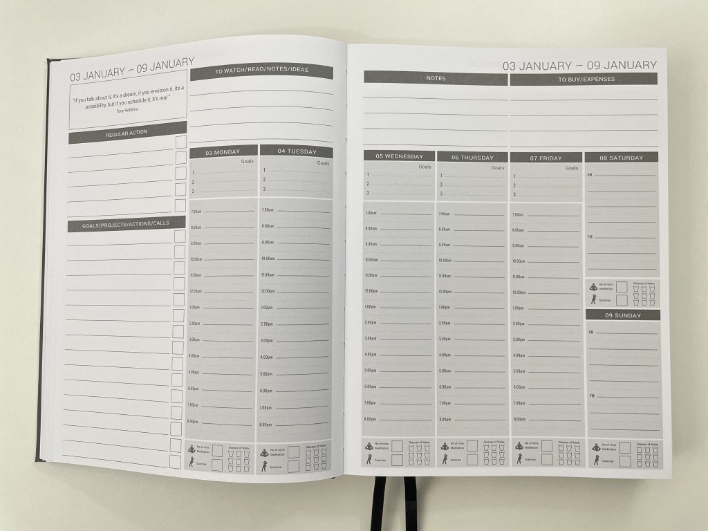 my pa weekly planner review vertical layout hourly business lined social media planner blogger influencer video flip through pros and cons-min