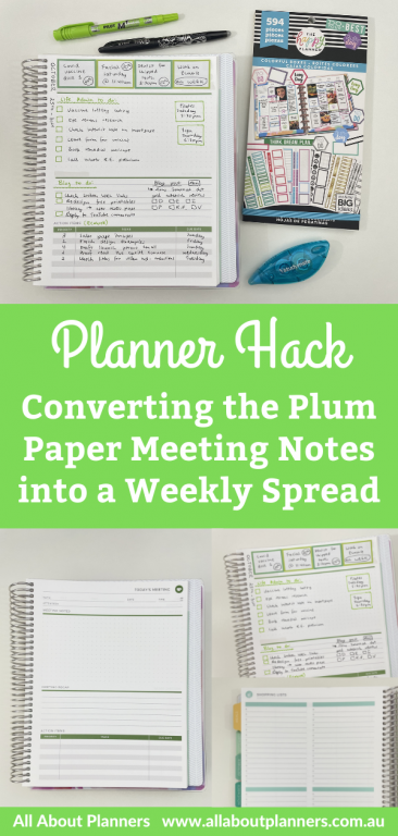 plum paper planner hacks converting the meeting notes add on into a weekly spread tips quick easy simple