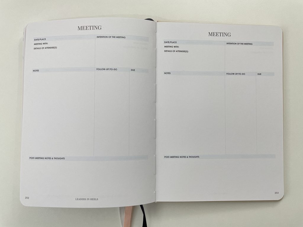 LH Agenda planner review meeting notes project goals self employed australian planner vertical unlined lined checklist weekly spread-min