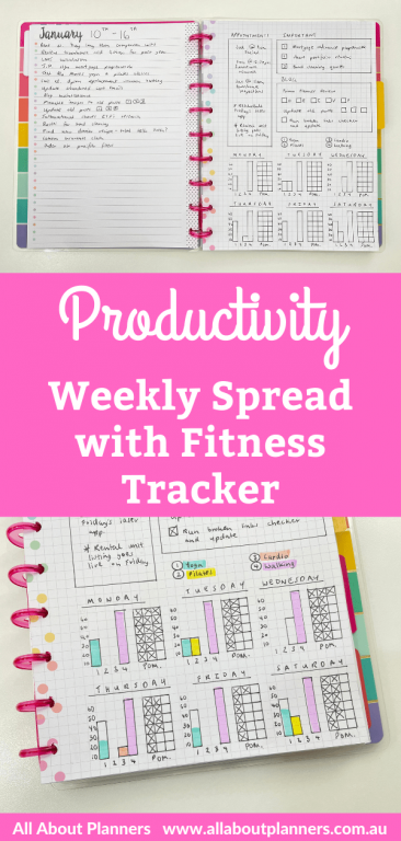 productivity weekly spread with fitness tracker bullet journal happy planner classic size mambi minimalist highlighters frixion pens daily habits