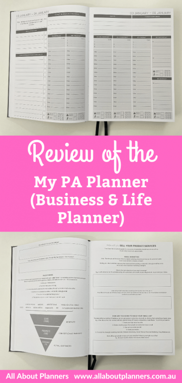 review of the my pa planner review business and life vertical hourly marketing social media financial self employed direct sales video flipthrough-min