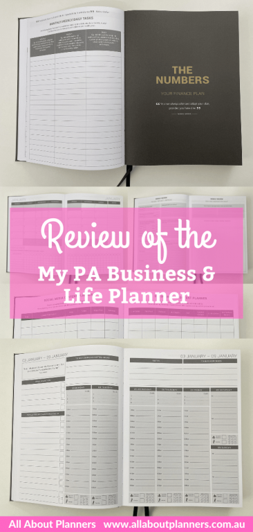 review of the my pa planner review business and life vertical hourly marketing social media financial self employed direct sales video flipthrough sewn binding-min
