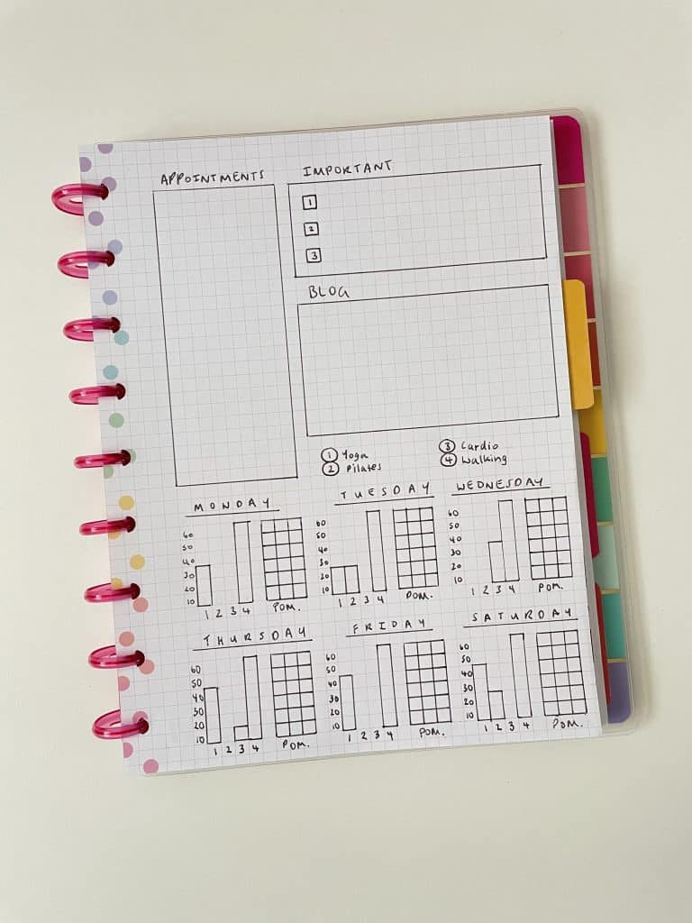 weekly planner spread graph fitness dashboard layout happy planner discbound classic page size unique layout ideas-min