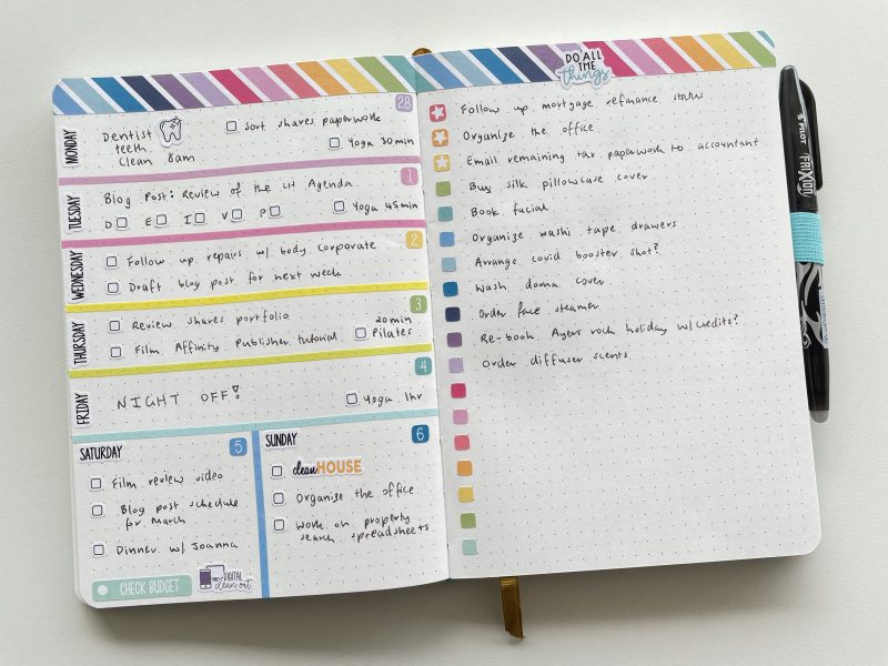 Rainbow Weekly spread using Planner Kate stickers – All About Planners