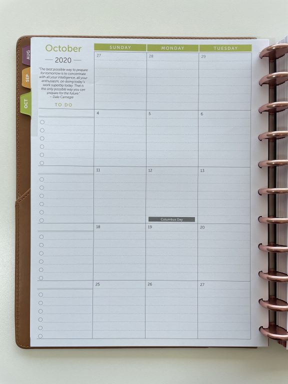 time and todo planner review monthly calendar lined monthly to do weekly spread 1 page schedule checklist lined notes rainbow minimalist discbound vegan leather cover
