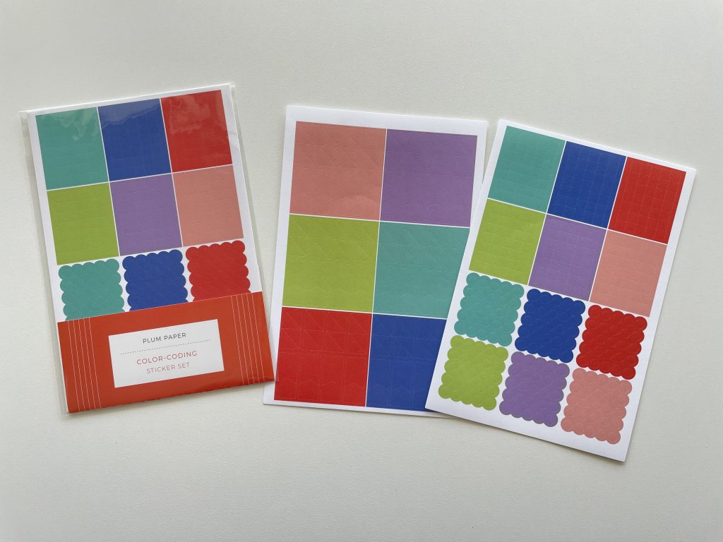 plum paper color coding functional stickers squares circles checklist simple