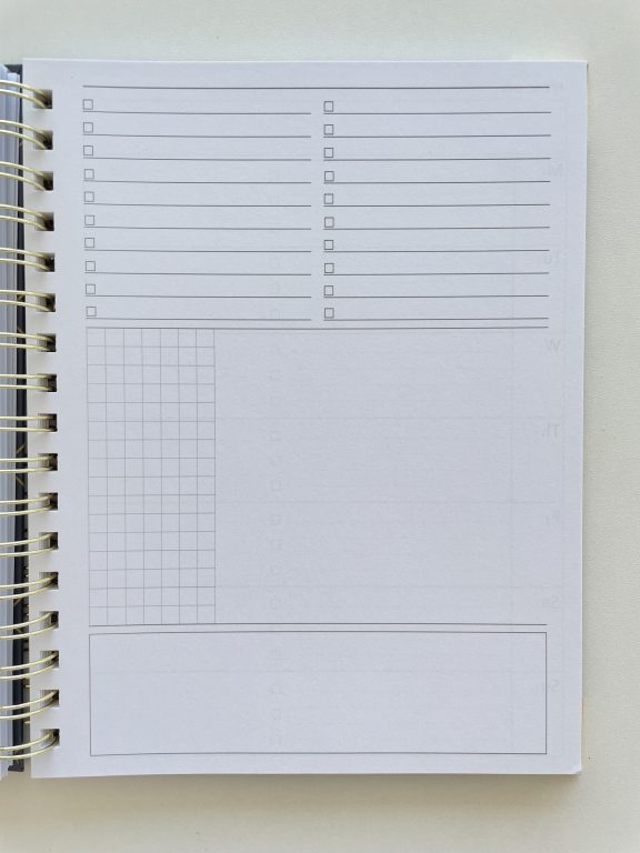 sprouted planner review 1 page horizontal monday week start undated lined checklist bright white paper pros and cons graph blank unlined project planner study