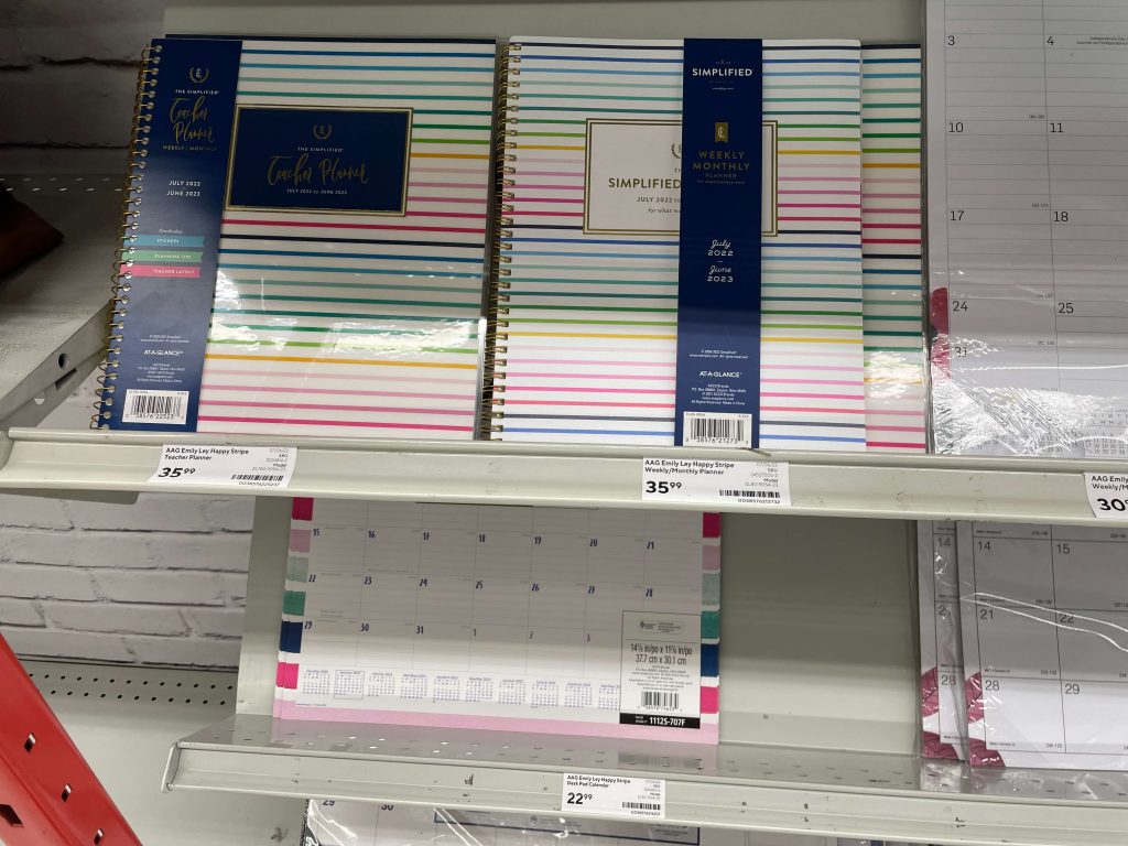 stationery shopping in vancouver canada staples emily ley planner rainbow stripes
