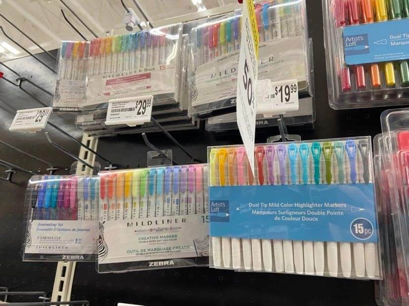 michaels artists loft dual tip chisel highlighter pens rainbow alternative to zebra mildliners dupe review usa stationery shops