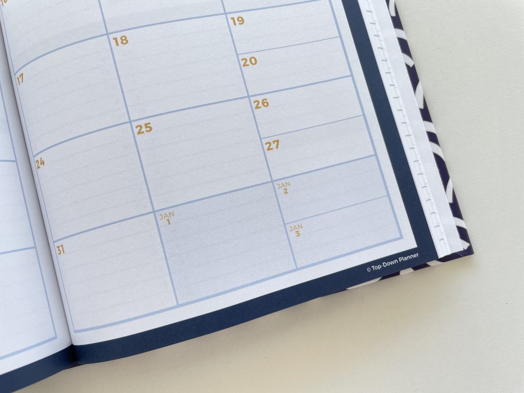 top down planner review monthly calendar split boxes