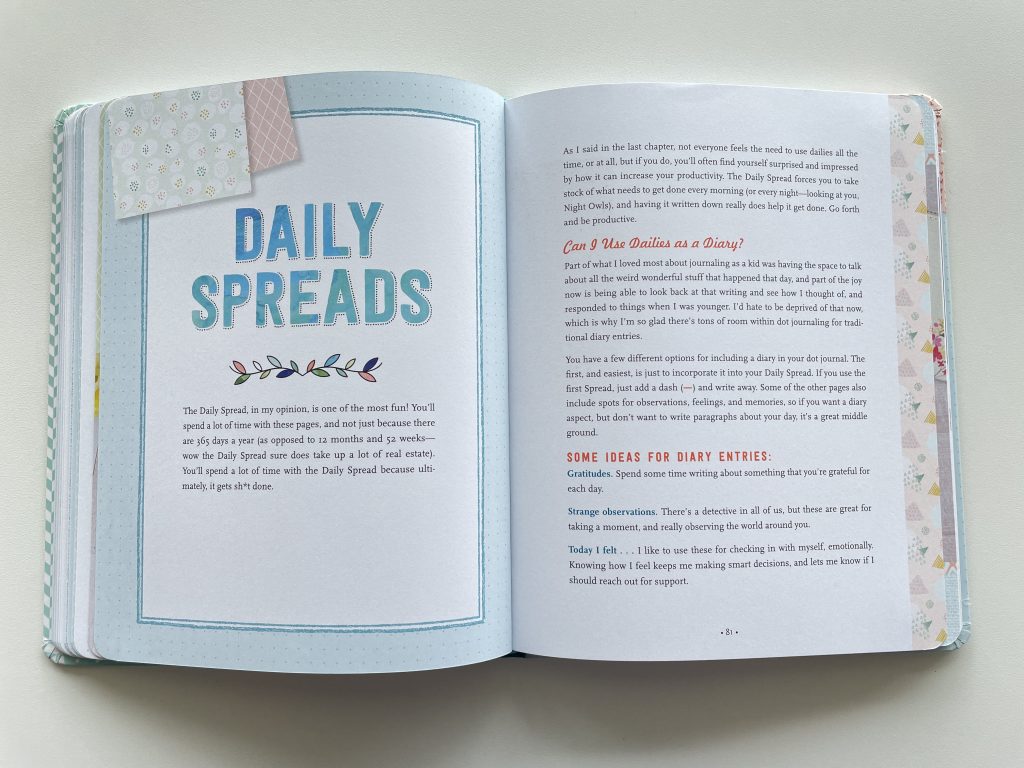 daily bullet journal page layout ideas in dot journaling guide book by hannah beilenson