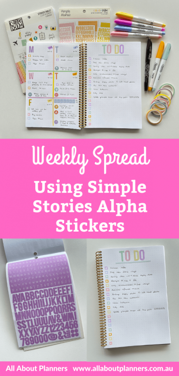 pastel weekly spread with simple stories alpha stickers carpe diem icon stickers rainbow posy paper notebook bullet journal ideas bujo