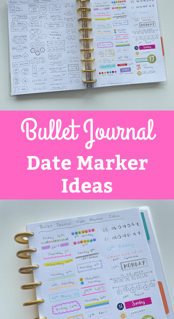 bullet journal date marker ideas days of the week colourful minimalist simple quick easy highlighter decorating washi tape planning tips planner inspo
