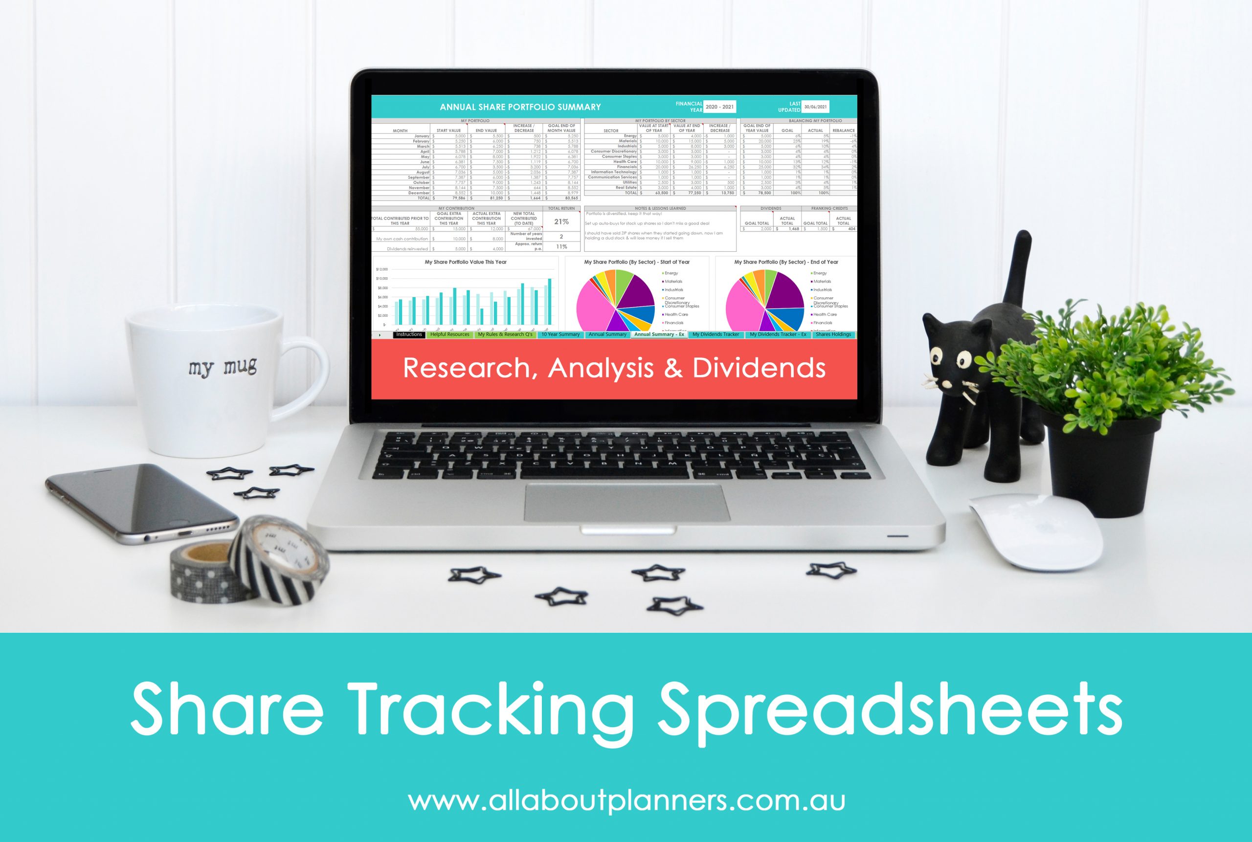 share portfolio tracking spreadsheets excel google sheets numbers for mac stocks australia usa tax time dividends tracker yield tools research analysis annual summary tax franking credits