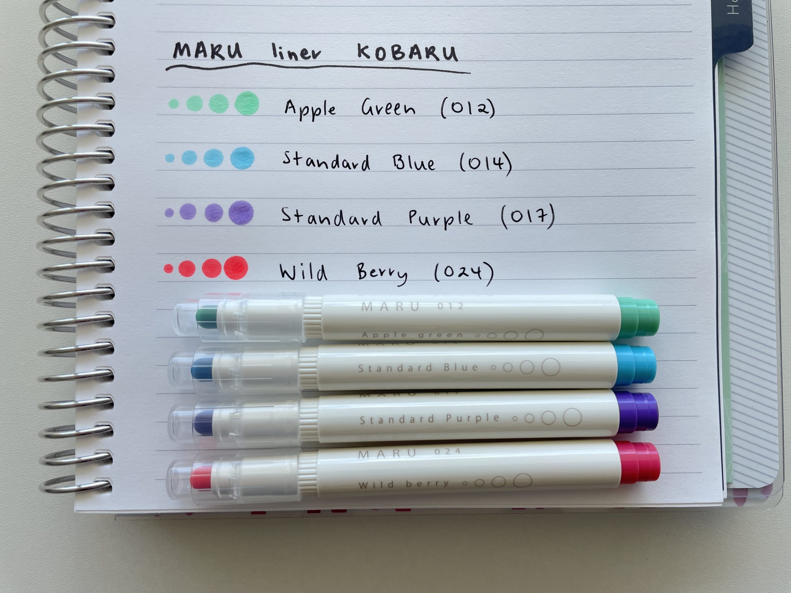 japan stationery haul maru liner kobaru dot marker pen testing ghosting bleed through comparison with other dot markers
