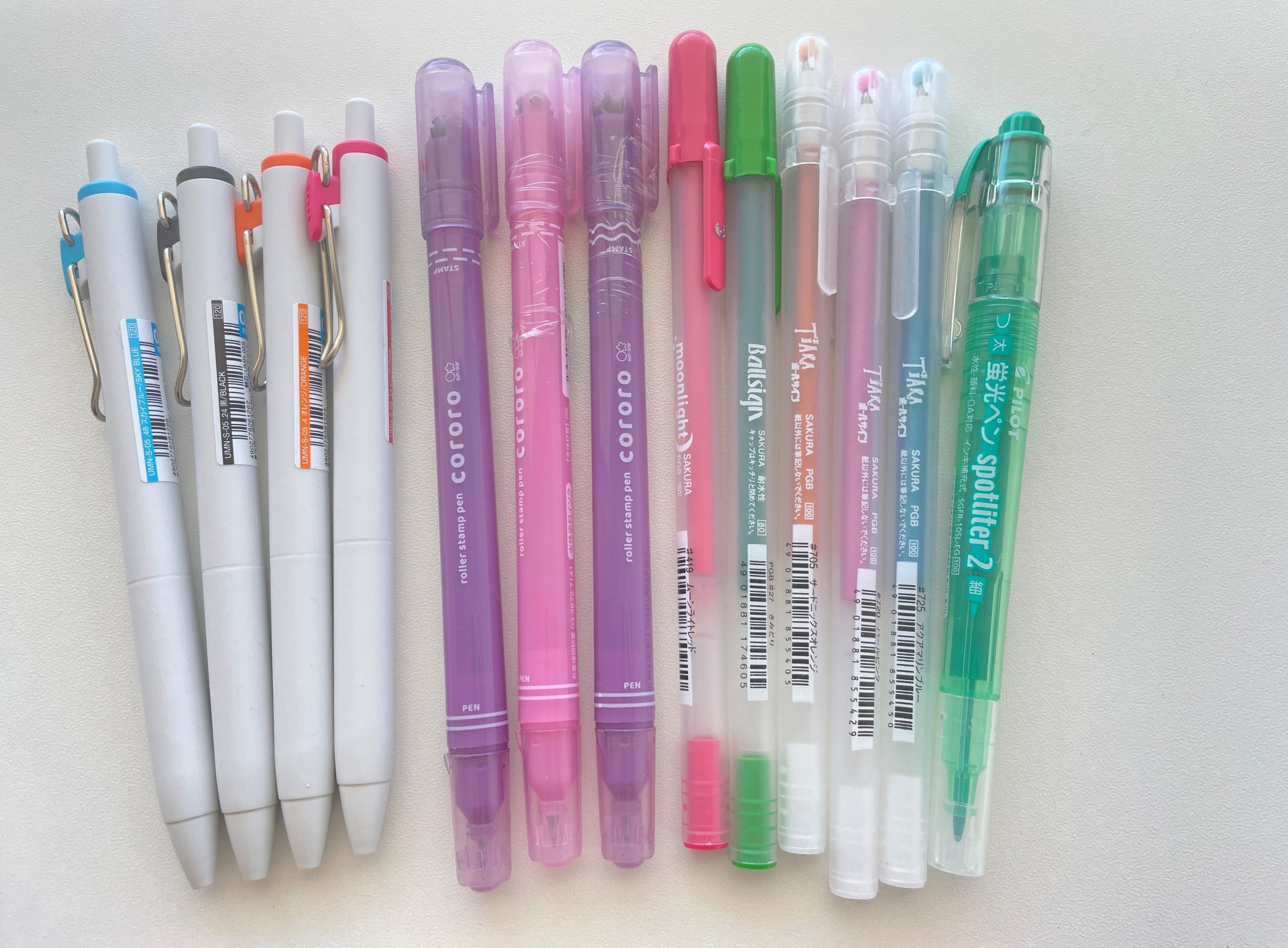 japan stationery haul pens cororo dashed and wavy line markers sakura pens uniball one